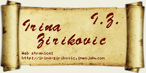 Irina Ziriković vizit kartica